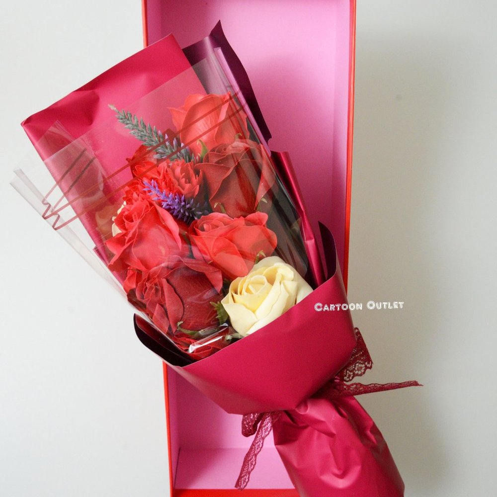 Red Scented Soap Rose Bouquet W/ Gift Box Birthday Gift Valentine Gift